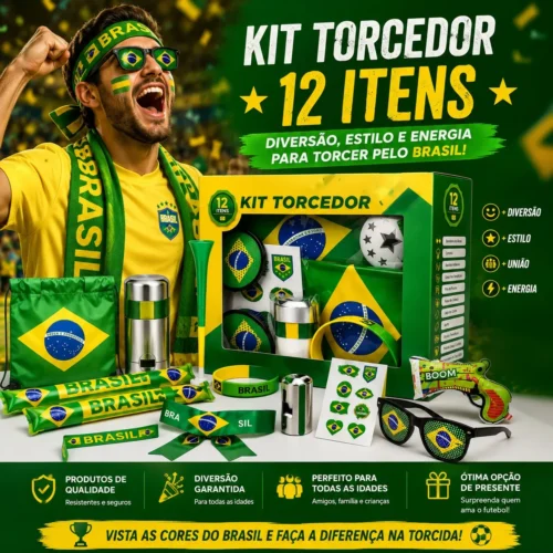Kit Torcedor Brasil na Copa 2026 – 12 Itens