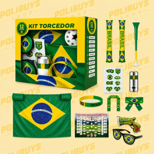 Kit Torcedor Brasil na Copa 2026 – 12 Itens