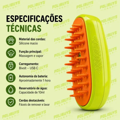 013_f5_w Escova Pet Massagem e Vapor – Ergonômico