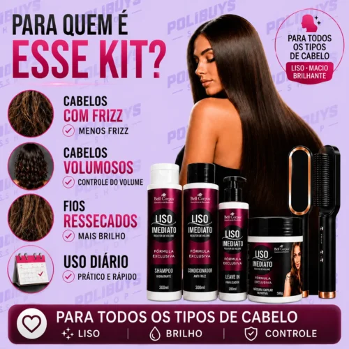 Kit Liso Imediato + Escova Alisadora
