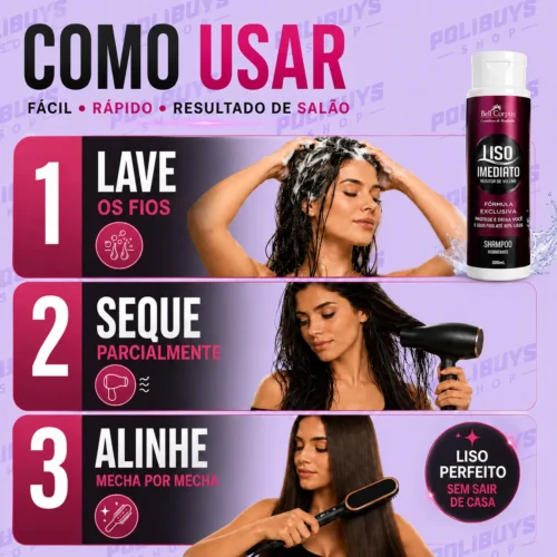 Kit Liso Imediato + Escova Alisadora
