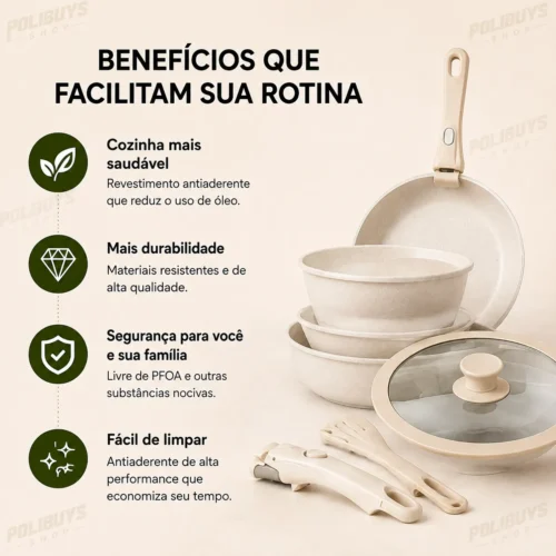 Kit Panelas Antiaderente – 15 Peças