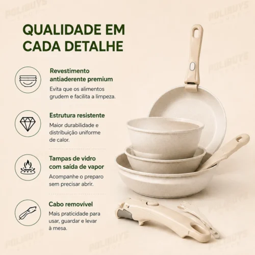 Kit Panelas Antiaderente – 15 Peças