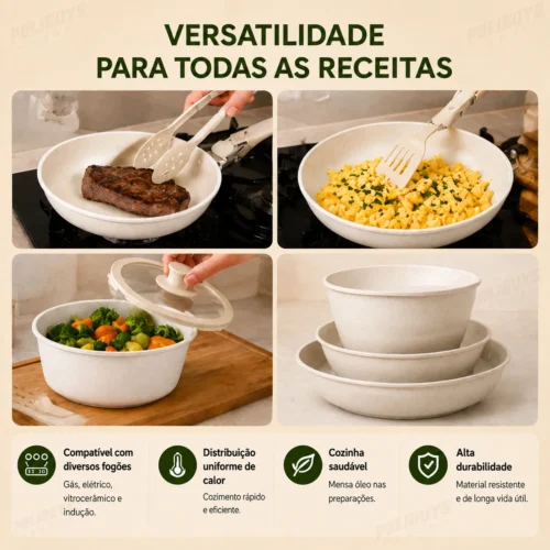 Kit Panelas Antiaderente – 15 Peças