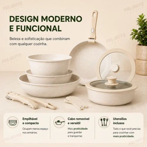 Kit Panelas Antiaderente – 15 Peças
