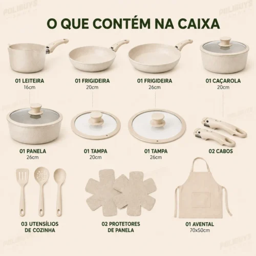 Kit Panelas Antiaderente – 15 Peças
