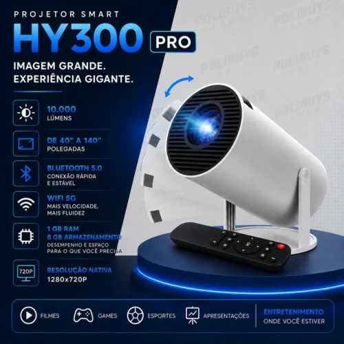 Projetor Smart HD com Suporte 4K