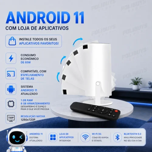 Projetor Smart HD com Suporte 4K