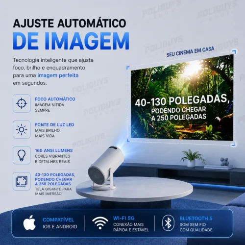 Projetor Smart HD com Suporte 4K