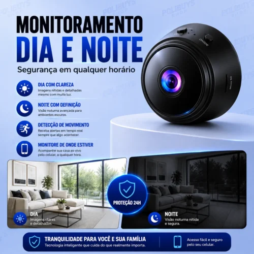 Mini Câmera com Sensor e Visão Noturna