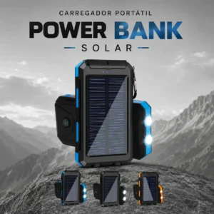030_f20_w Carregador Portátil Power Bank Solar - Azul