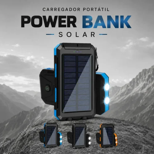 Carregador Portátil Power Bank Solar - Azul
