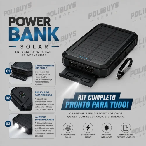 030_f2_w Carregador Portátil Power Bank Solar