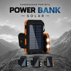 030_f30_w Carregador Portátil Power Bank Solar - Laranja