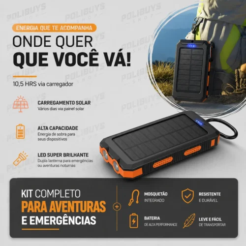 030_f3_w Carregador Portátil Power Bank Solar