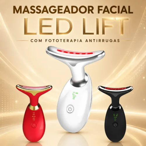 Massageador Facial LED Lift Fototerapia - Preto