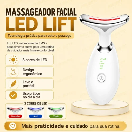 Massageador Facial LED Lift Fototerapia - Preto