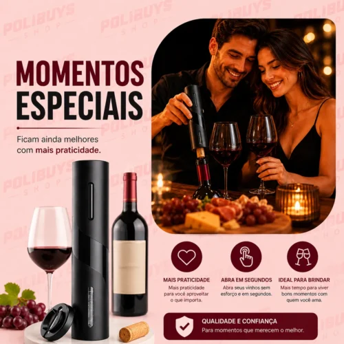Abridor de Vinho Saca Rolha Automático