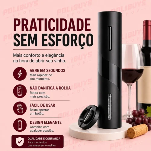 Abridor de Vinho Saca Rolha Automático