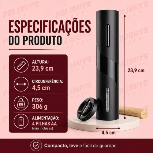 Abridor de Vinho Saca Rolha Automático
