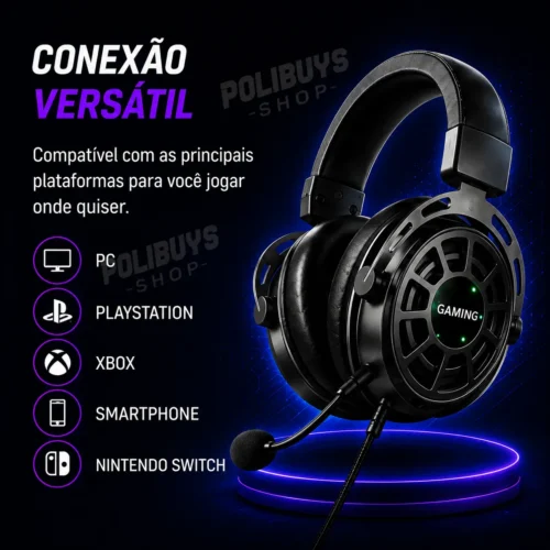 041_f6_w Fone Headset Gamer RGB com Microfone