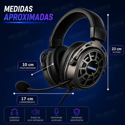 041_f8_w Fone Headset Gamer RGB com Microfone