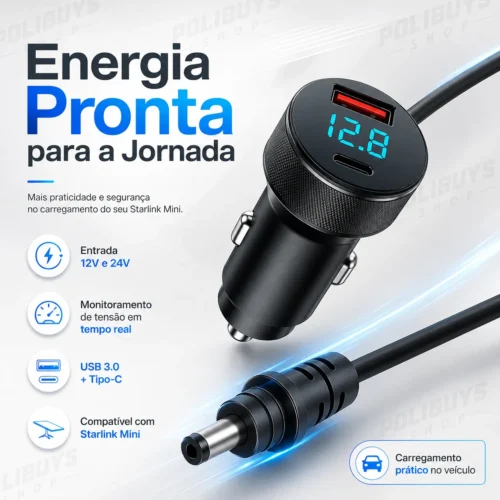 043_f3_w Cabo Carregador Veicular Starlink Mini