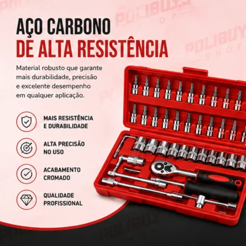 Kit Maleta de Ferramentas – 46 Peças