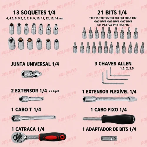 Kit Maleta de Ferramentas – 46 Peças