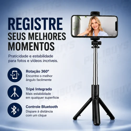 045_f2_w Bastão de Selfie com Tripé e Disparador