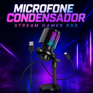 Microfone Condensador Stream Gamer RGB