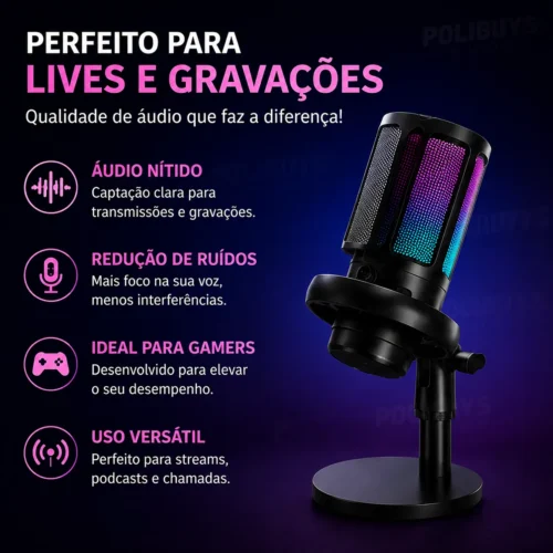 046_f2_w Microfone Condensador Stream Gamer RGB
