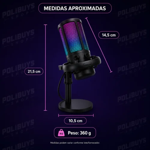 046_f8_w Microfone Condensador Stream Gamer RGB