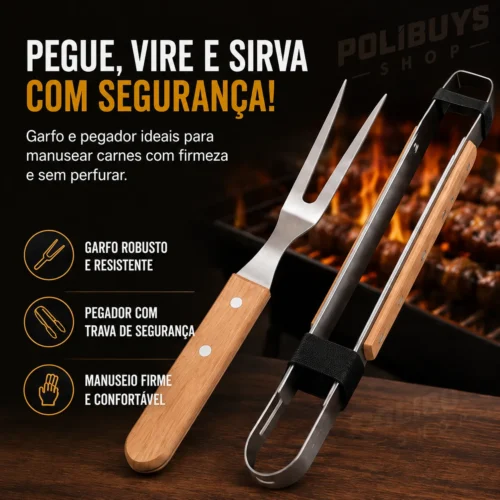 047_f4_w Kit de Churrasco em Aço Inox – 3 Peças