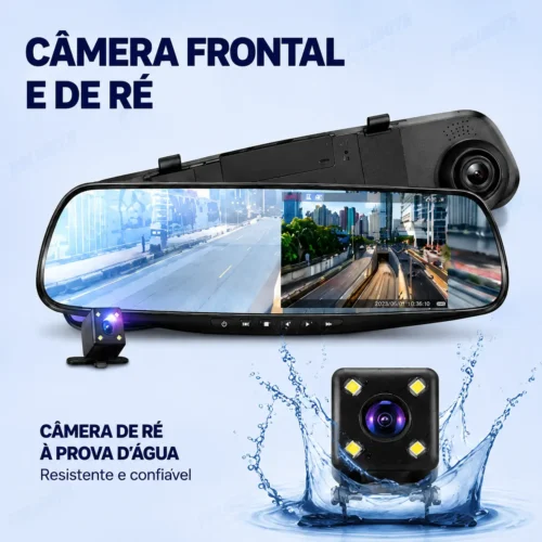 Espelho Retrovisor com Câmera Frontal e Ré