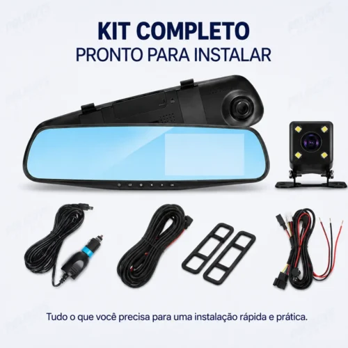 Espelho Retrovisor com Câmera Frontal e Ré