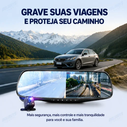 Espelho Retrovisor com Câmera Frontal e Ré