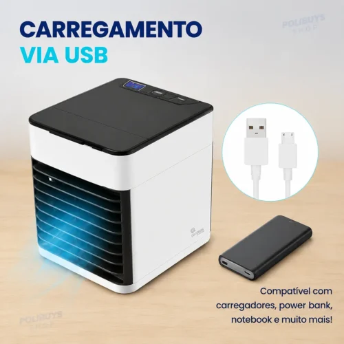 049_f5_w Mini Climatizador Umidificador Portátil USB