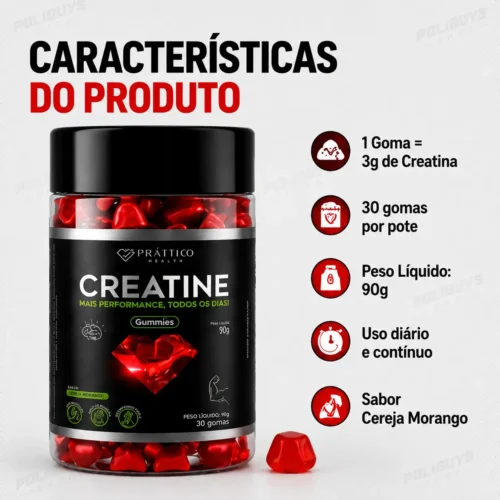 Creatina Gummies Prattico Health - 30 Gomas