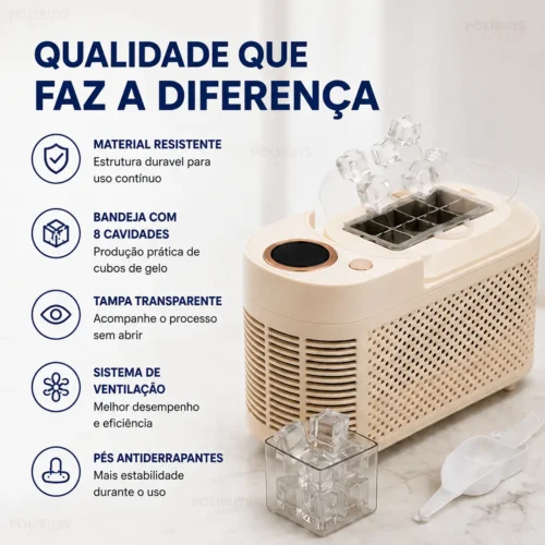 053_f5_w Mini Máquina de Fazer Gelo Portátil 110V