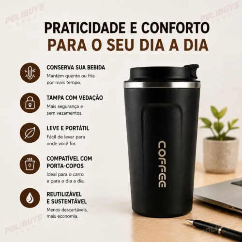 054_f2_w Copo Térmico de Café 510ml - Cores Variadas