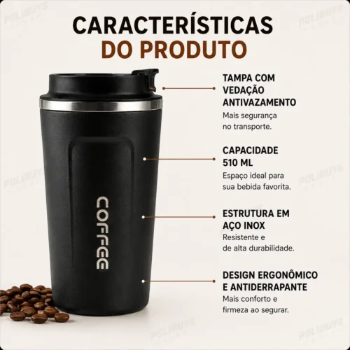 054_f4_w Copo Térmico de Café 510ml - Cores Variadas