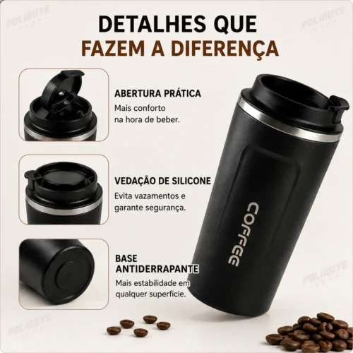 054_f6_w Copo Térmico de Café 510ml - Cores Variadas
