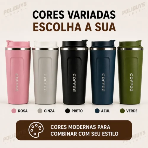 054_f8_w Copo Térmico de Café 510ml - Cores Variadas