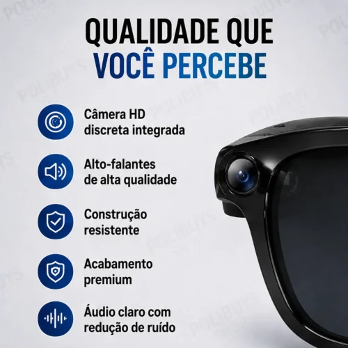058_f3_w Óculos Inteligente Smart Vision com Câmera