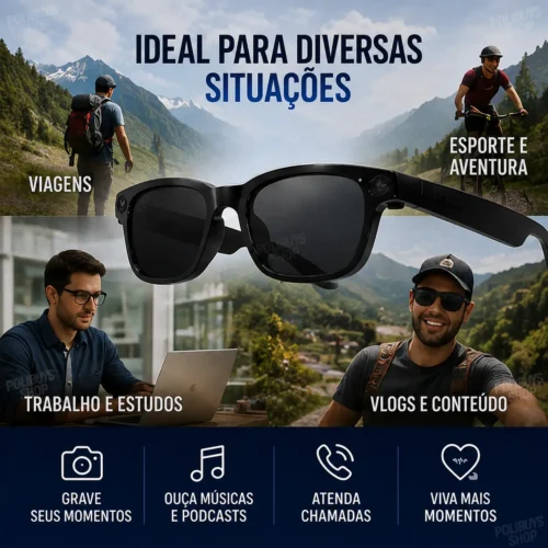 058_f8_w Óculos Inteligente Smart Vision com Câmera