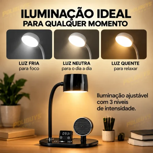 059_f13_w Luminária de Mesa 4 em 1 Multifunção- Preto