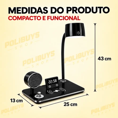 059_f18_w Luminária de Mesa 4 em 1 Multifunção- Preto