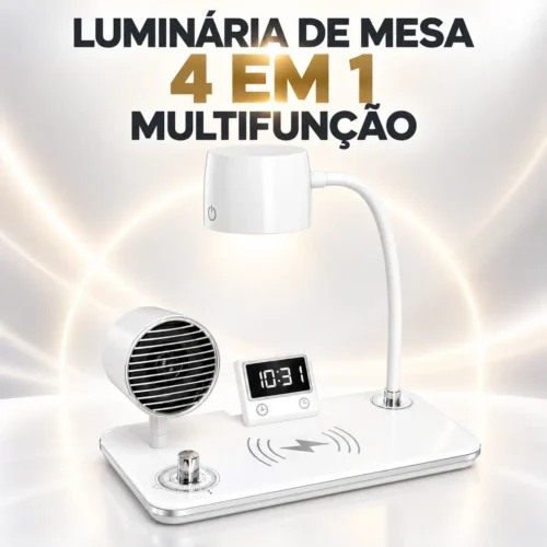 Luminária de Mesa 4 em 1 Multifunção- Branco
