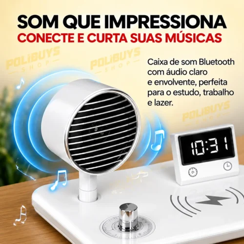 Luminária de Mesa 4 em 1 Multifunção- Branco